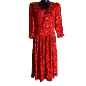 BOBEAU smocked midi dress koi floral